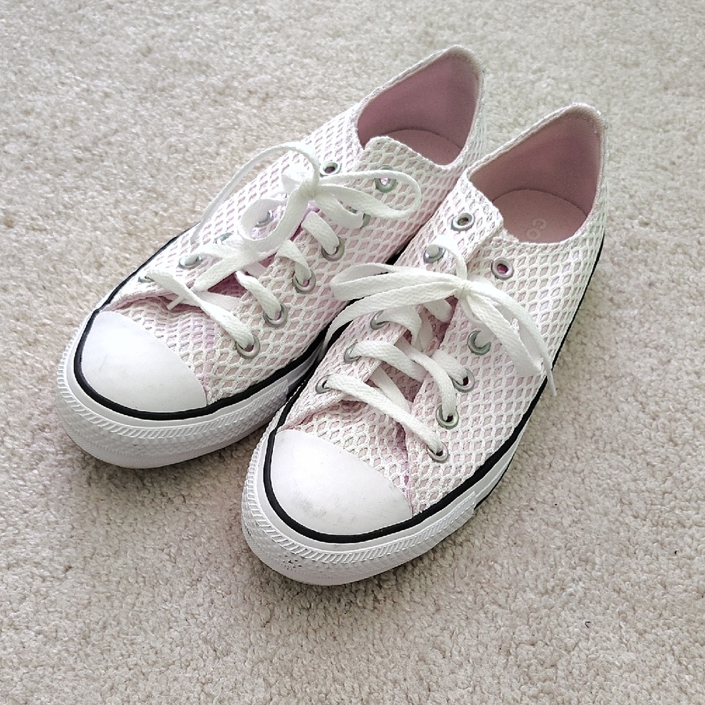 Converse Pink and White Canvas Sneakers Classic Style